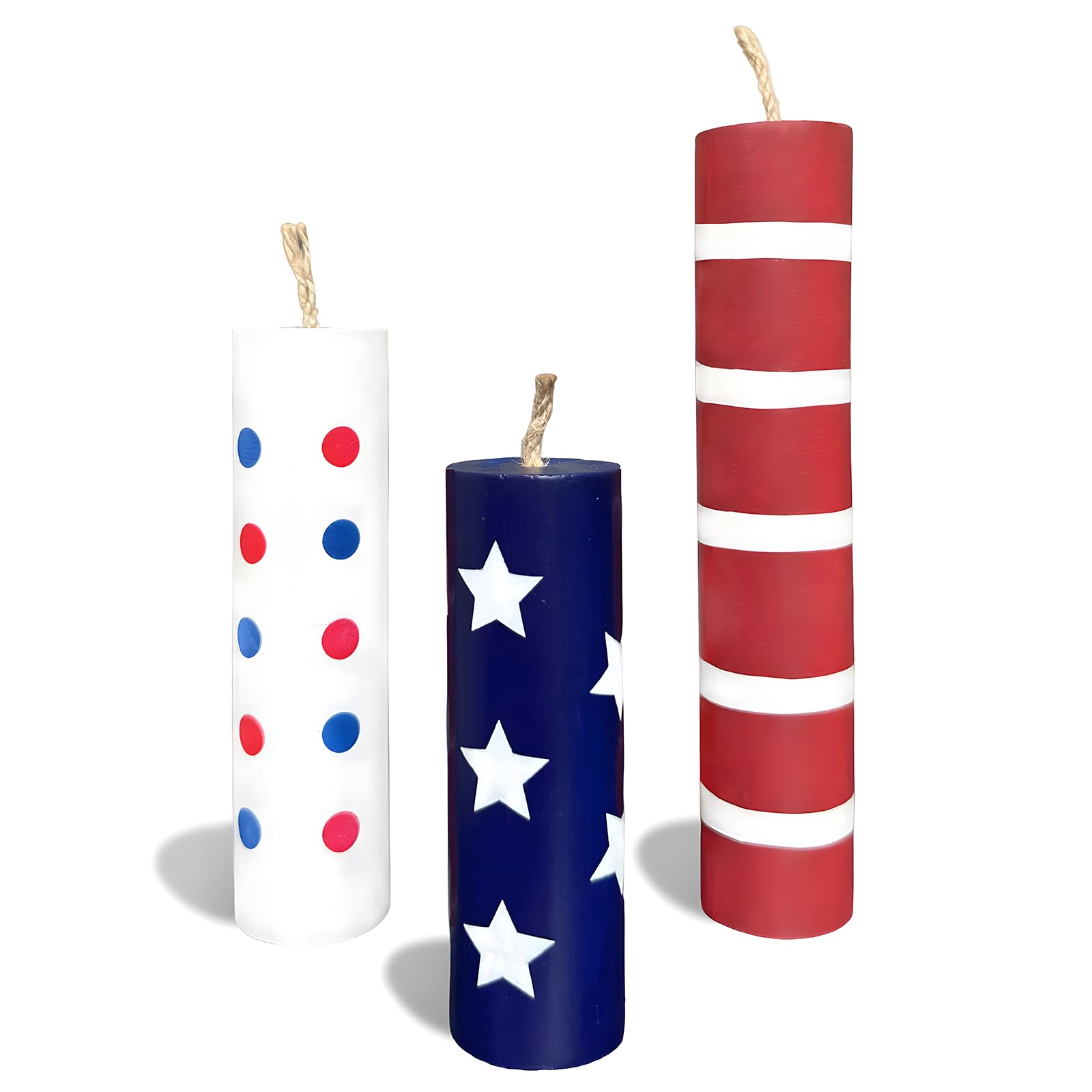 Photo 1 of 4th of July Patriotic Fireworks firecrackers Decorations - Farmhouse Rustic Wooden Table Centerpieces - 3PCS Memorial Day Independence Day Wood Tiered Tray Decor for The Home Office Tables