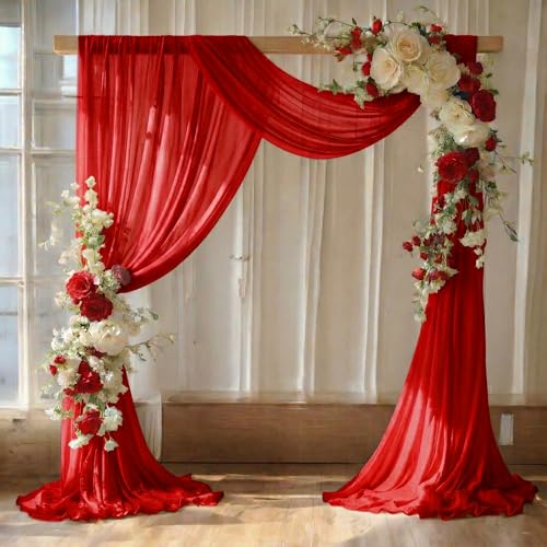 wedding arch drape fabric red