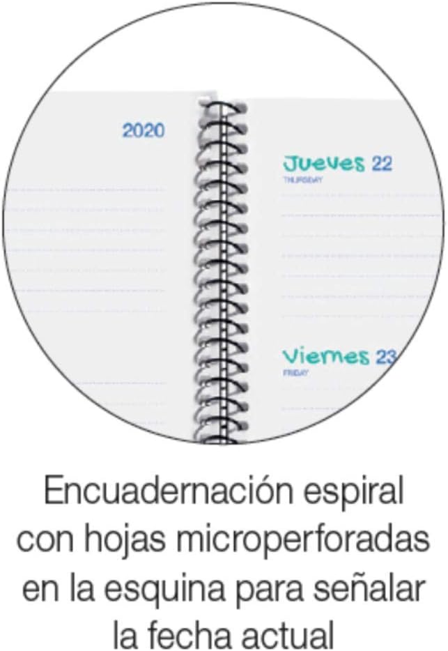 Rigid School Diary Plus Spiral 155x213 mm Week View 2020 Numbers Miquelrius Aquamarine Catalan, Catalán - Image 4