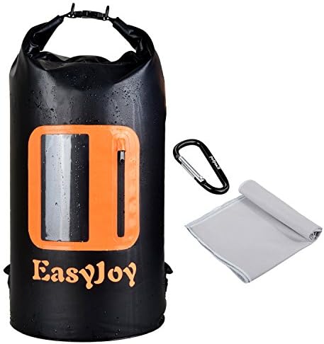 EasyJoy Waterproof Bag, Dry Bag Sack with Quick-drying Towel & Climbing Buckle(Black)