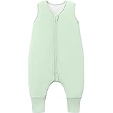 TADO MUSLIN Baby/Toddler Sleep Sack with Legs, Rayon from Bamboo 95% + 5% Spandex, 1.0 TOG, 2‑Way Zipper Sleeping Bag, Walker‑Friendly 12-18M Green