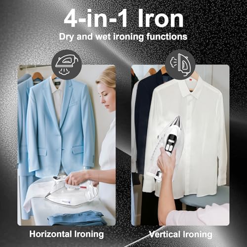 Martisan Steam Iron for clothes, 1800W, Nano Ceramic Soleplate, Dynamic Steam Burst, Precise Thermostat for All Fabrics, Auto-off, Fast Heating, Self-Clean, 4-in-1 Iron, Anti-Drip, Anti-Calc