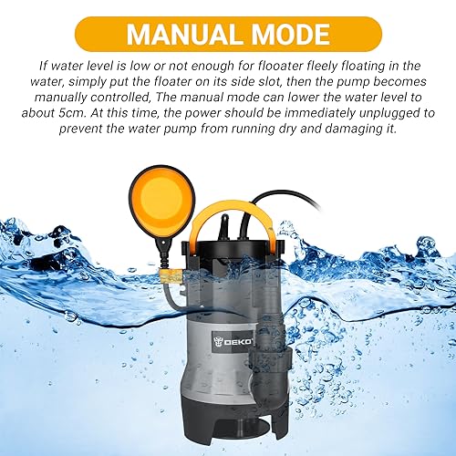 Submersible Water Pump: DEKO Water Pump, Dirty Water Pump 400W 10000H/L, Bilge Pump with Float Switch for Pools, Basements, Ponds