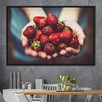 Framed Canvas Wall Art Fruity Citrus Colorful Farmhouse/Country Fruit Group Modern Art Multicolor Photography - 16x24 inches
