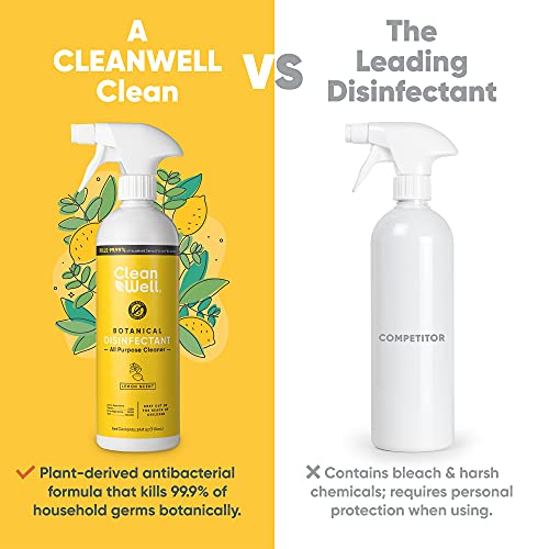 CleanWell Botanical Disinfectant All Purpose Cleaner, Lemon, 24 fl oz