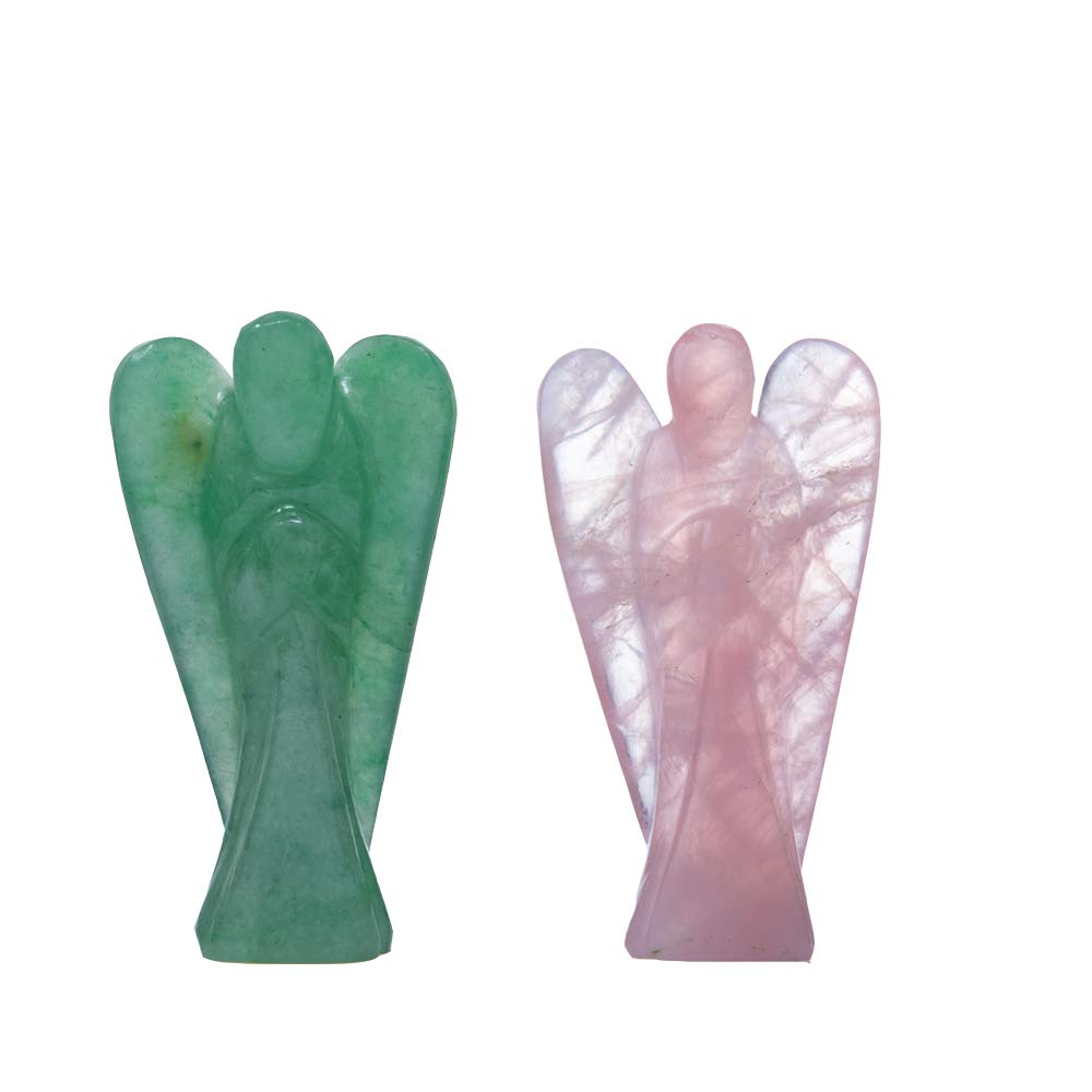 Wonder Care Pocket Guardian Angel Crystal Natural Gemstone Reiki Healing Energy Carved Statue Figurines, Chakra balancing, meditation, aesthetic (1.5"-2.0") (pack of 2)
