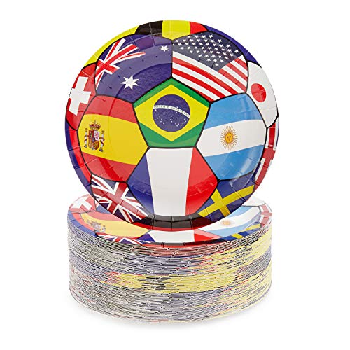 World Cup Party Paper Plates 7 inches for Cake Dessert (80 Pack)