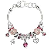 Birthstone Bracelet Multi-Color Charm Beads Silvertone October OB07234-OCT