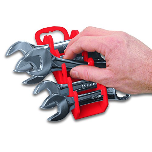 Ernst Manufacturing Gripper Stubby Wrench Organizer, 7 Tool, Red