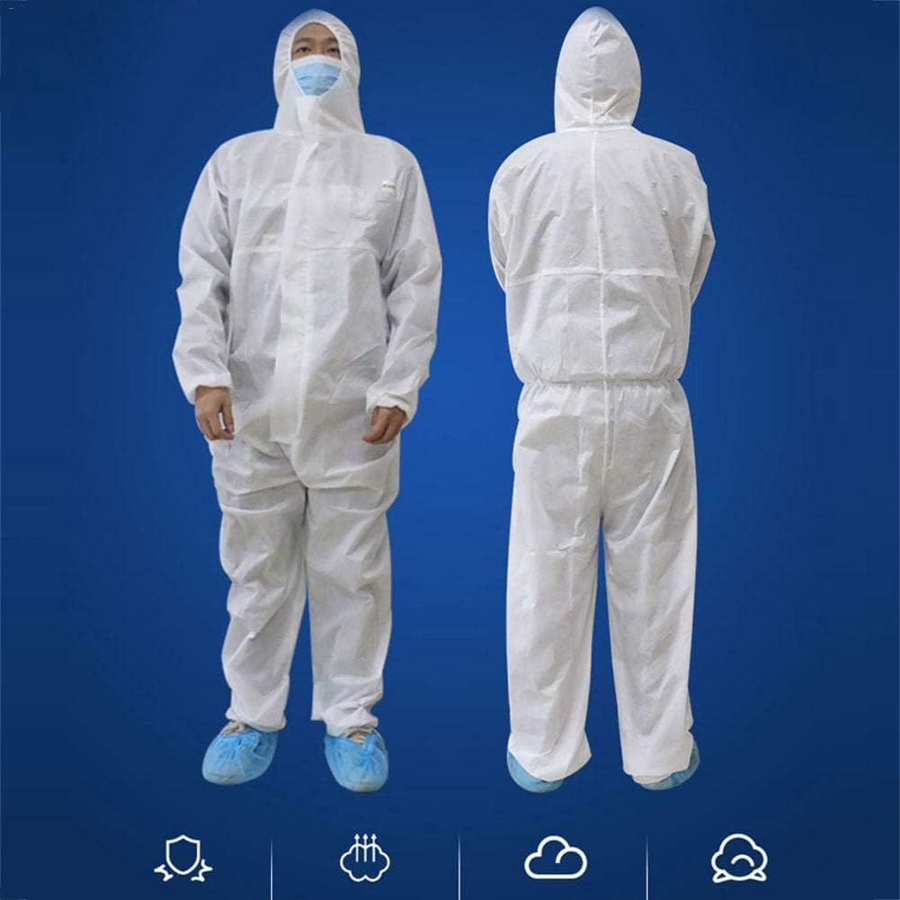 Luerme Protective Jumpsuit Workwear Hooded Set Reusable Dustproof Clothes Antistatic Grade Great for Nurses, Vets, Dental Assistants, Medical Exams