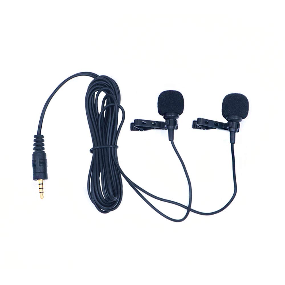 ANCLLO Dual Lavalier Microphone Lapel Mic for Smartphone Camera Live-Stream Podcast Interview - Dual Omnidirectional Condenser Shirt External Mic