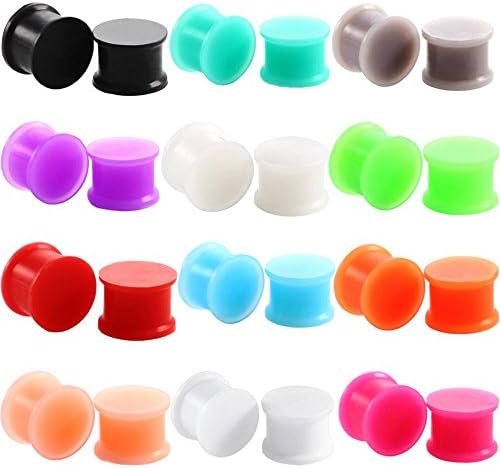 12 Pairs Solid Silicone Saddle Ear Plugs Double Flared Stretcher Piercing Kit