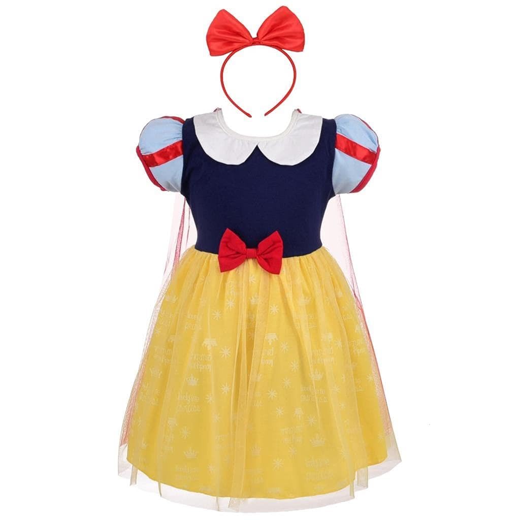 Lito Angels Princess Storybook Apple Costume Fancy Tulle Dress with Cape and Red Bow Hair Hoop for World Book Day Baby Girls Age 6-12 Months, Yellow 099 (Tag Number 80)