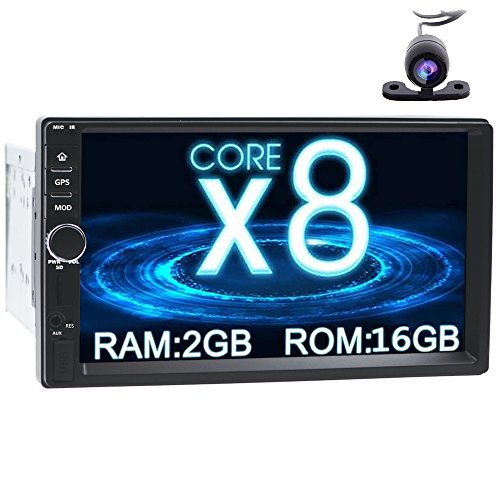 Double Din Car Stereo with Android 7.1 OCTA Core 7 Inch Capacitive 1024600 Touchscreen Head Unit GPS Navigation In Dash Bluetooth AM FM Radio Support OBD2 DVR with Backup Camera