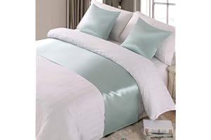 Twelve King Bed Runner Bedding Scarves Satin Bed Scarf Decorative for Bedroom Hotel Wedding Room Light Green