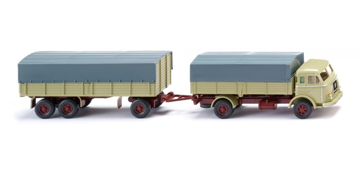 Wiking Henschel 0417 02 H0 Flatbed Trailer Henschel Green Beige