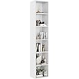 oneinmil 71.5" Tall Narrow Bookshelf, 6-Tier Cube Display Rack, Modern Corner Bookshelf with Storage Space, CD Storage Cabinet for Home Office (White 1 Pack, 6-Tier)