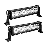LED Light Bar, YITAMOTOR 2PCS 14 inch 72W LED Light Pod Spot Flood Combo LED Work Light Offroad 12V Driving Light Fog Lamp Boat Light Waterproof Pickup ATV Truck Boat 4X4 Car, 2 Year Warranty