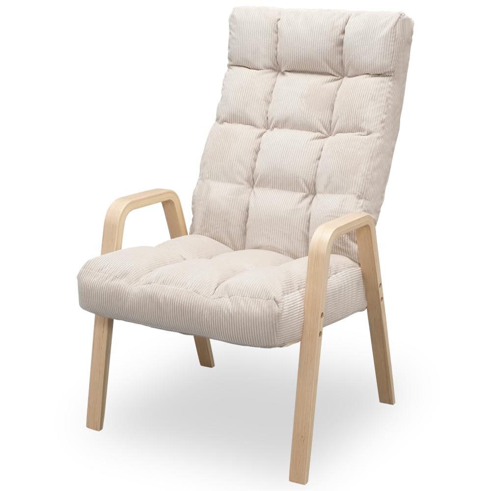 IRIS OHYAMA WAC-L 椅子 リクライニング 木製アーム ベージュ アイリスオーヤマの商品画像