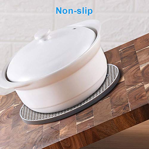 Silicone Trivets Pot Mat Round,Pan Pot Holders Set Heat Resistant Non Slip Silicon Hot Dish Trivet for Kitchen Dining Table BPA Free Honeycomb Thick Heavy Duty 7 inch 4 Pack (Grey,Blue,Green,Pink)