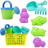 USA Toyz Beach Toys for Toddlers - 8pk Sandbox Toys for Kids with Basket, Animal Sand Molds, Beach Shovel, Sand Tools