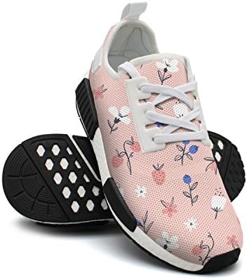 ktyyuwwww Pretty Women Colorful New Abstract Flowers And Berries On Pink Hunting Casual Running Shoes