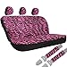OxGord 21pc Zebra Car Seat Cover, Carpet Floor Mat, Steering Wheel Cover and Shoulder Pad Set - Universal Fit, Truck, SUV, or Van - Hot Pink