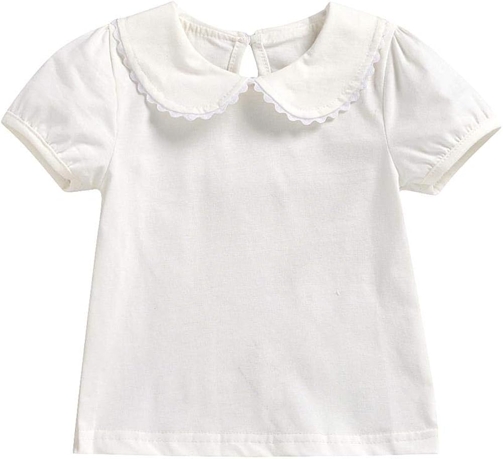 MODNTOGA Kids Girls Basic Shirt Long Sleeve 3 Solid Color Doll Collar Tops Blouse: Clothing