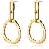CoBi Dangle Hoop Earrings for Women, Paperclip Earrings 18K Gold & Silver Plated 5mm Hypoallergenic Chain Link Drop Dangle Hoops Trendy | Statement Earrings | Jewelry Gifts