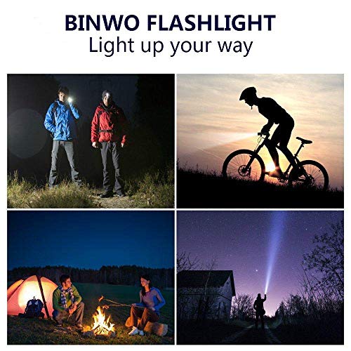 BINWO LED Flashlight Super Bright 2000 Lumen Rechargeable Flashlight, CREE T6 Flashlight with 5 Modes, Zoomable Waterproof Flashlight Torch Light for Hiking, Camping and Outdoor Activities