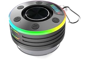 Bluetooth-Compatible speaker 5.3 FM Radio Shower Radio with Suction Cup HD Sound and LED Display IPX7 Waterproof (Black)