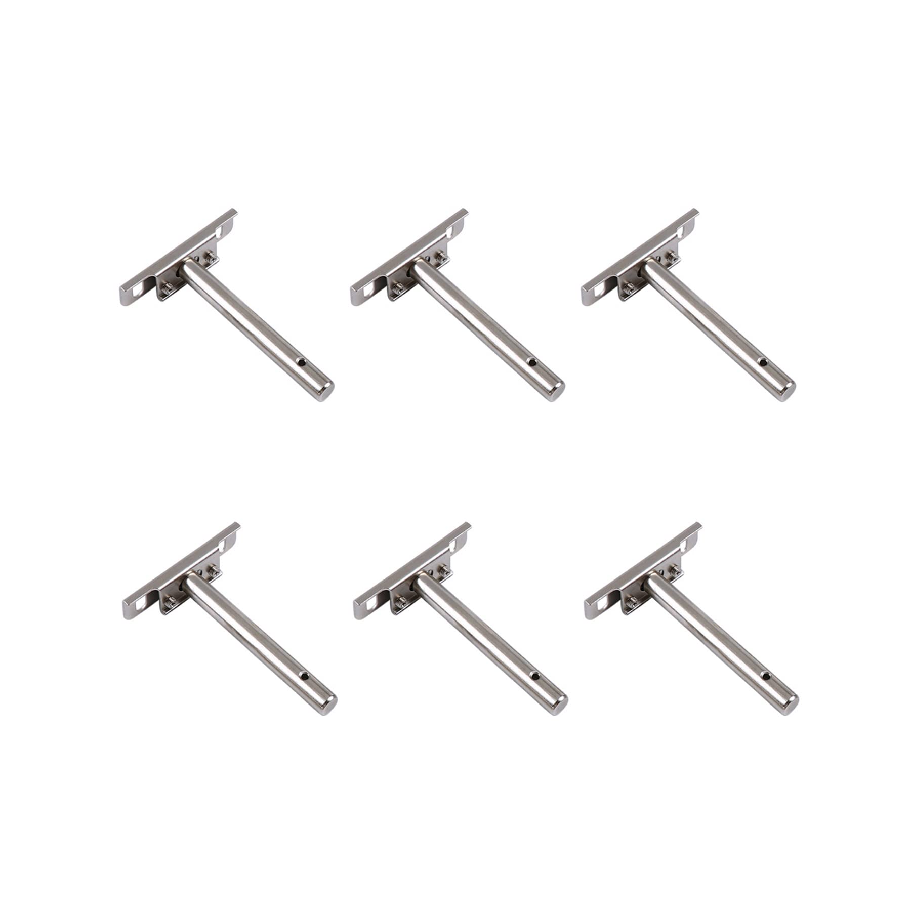 LIKERAINY Heavy Duty Concealed Floating Shelf Support 12x102mm Adjustable Bracket Invisible Wood Shelves T Brackets Wall Mounted Steel Nickel Plated 6 Pieces