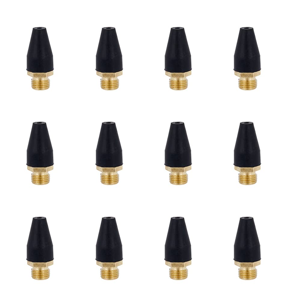 SUPERFINDINGS 12Pcs Alloy Black Rubber Air Tool For Air Nozzle Tip Alloy Blow Gun Rubber Tip For Air Tool Accessories Air Blow Guns Tool for Inflating Balloon, Basketball, Bicycle
