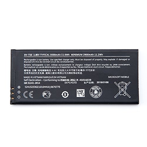 TANAKA BV-T5E BVT5E Replacement Battery Compatible Microsoft Nokia Lumia 950 at&T 3000mAh 11.6Wh 3.85V RM-1106 RM-1104