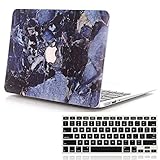Lykoko Marble Design Plastic Hard Case with Keyboard Cover for MacBook Air 13 Inch (Models: A1369 and A1466) (Deep Blue)