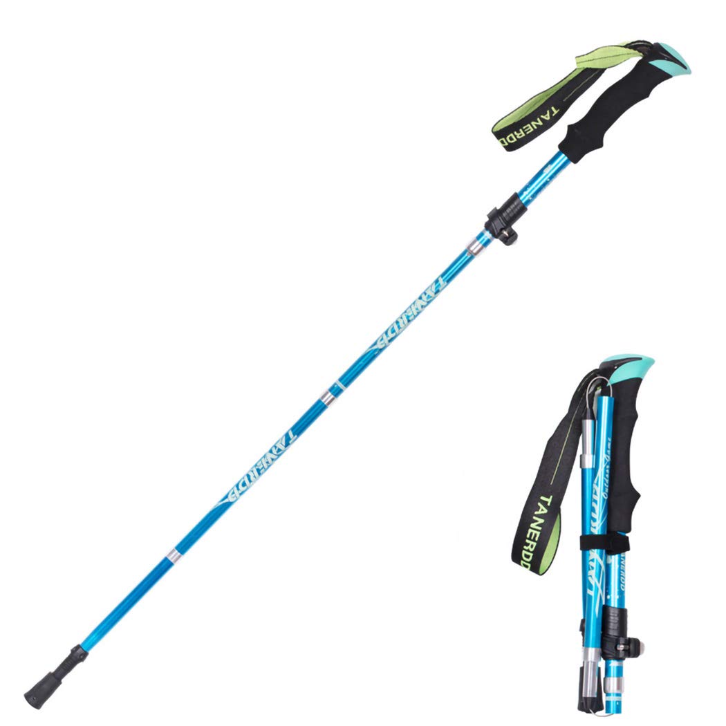 Baomasir Gehstock Trekking Walking Stick-Ultralight Adjustable Wrist Strap Ergonomic EVA Handle Sweat-Absorbing Fitness Mountaineering Hiking Tours, Light Blue
