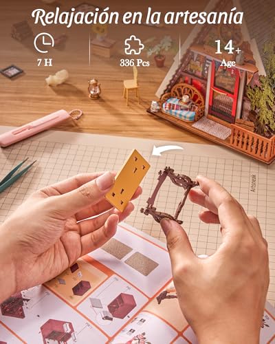 ROBOTIME Model Making for Adults, Miniature House A-Frame Wooden Dollhouse Ages 14+ Gifts for Women Men