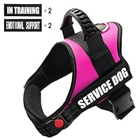 FAYOGOO Dog Vest Harness for Service Dogs, Comfortable Padded Dog Training Vest with Reflective Patches and Handle for Large Medium Small Dogs (L: Chest 28-37" Neck 23-29", Pink)