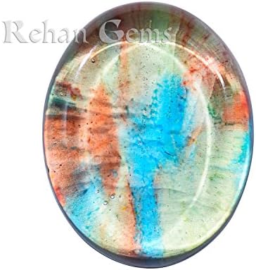 Rehan Gems 50 Carat Dyco Glass Design Oval Shape ,Semipreciouse Gems Stone, Jewellery Making Pendent/ Ring ,Size 24X30mm
