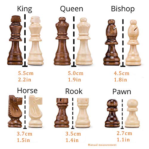 3-in-1 Wooden Chess Set & Checkers & Backgammon Set with Folding Carrying Case Folding and Travel Chess Board for Kids Teens Adults 11 inch