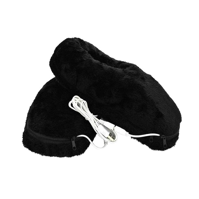 SinceY warme Stiefel, Fußwärmer, elektrisch, USB-Heizung, Wolle, Gestrickte Baumwolle, warmes Material Schwarz