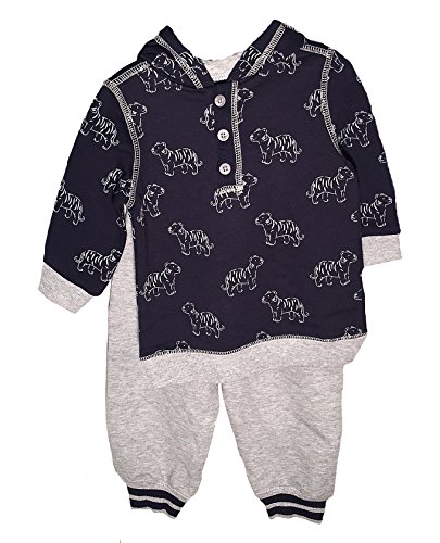 Little Me Baby Boys 2 Piece Pant Set, Long Sleeve Shirt, Grey/Navy
