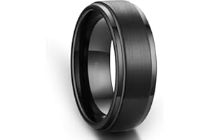 Zoesky Tungsten Rings for Men 8mm Silver Black Wedding Band Personalized Engraved Custom Ring Matte Brushed Finish Comfort Fit Size 6-15
