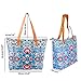 DEMOMENT Canvas Grocery Tote With Zipper for Women Lightweight Organizer Utility Bag For Travel Shopping Beach Work Gym (blue)