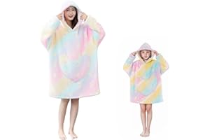 JVJQ Unisex Animal Wearable Hoodie Blanket,Snuggly Blanket with Sleeves, Comfy Warm Sweatshirt with Pocket,for Kids