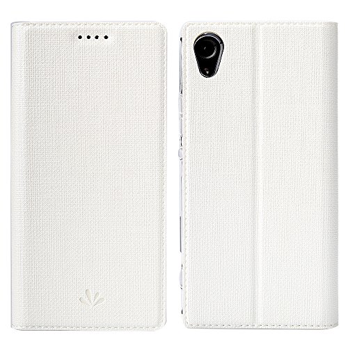 Sony Xperia XA1 Ultra Case,DDJ Premium PU Leather Flip Cover Ultra Slim Wallet Case with Card Slots Kick Stand Protective Shell Magnetic Slim Clear TPU Back Cover for Sony Xperia XA1 Ultra - White