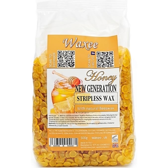 Stripless hard film wax New Generation, Brazilian peelable, peel off flexible wax beads 500g, Honey.