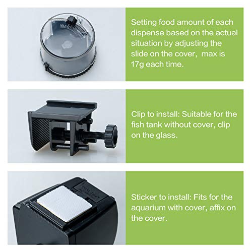 Songway Automatic Fish Feeder Aquarium Tank Auto Fish Timed Feeder/Adjustable Fish Food Dispenser/Auto Fish Food Timer Feeder for Vacation Weekend (AF-2009D)