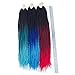 Senegalese Twist Crochet Hair Three Tone ombre Braiding Hair Belleshow Synthetic Hair Extensions Crochet Braids Senegalese Box Braids (3 pcs 18 inch, 1b/blue/light blue)