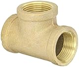 Anderson Metals 38101 Red Brass Pipe Fitting, Tee, 1" x 1" x 1" Female Pipe